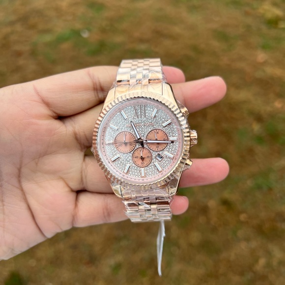 MICHAEL KORS LEXINGTON unisex WATCH ROSE GOLD jubilee bracelet - Picture 5 of 12